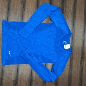 Blue Nike Dri-fit long sleeve running top